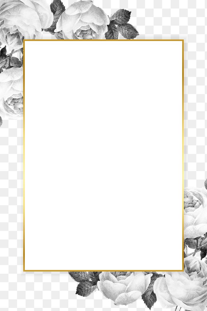 Gold frame with black roses design element