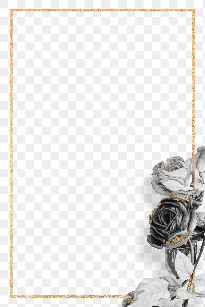 Gold frame with black roses design element