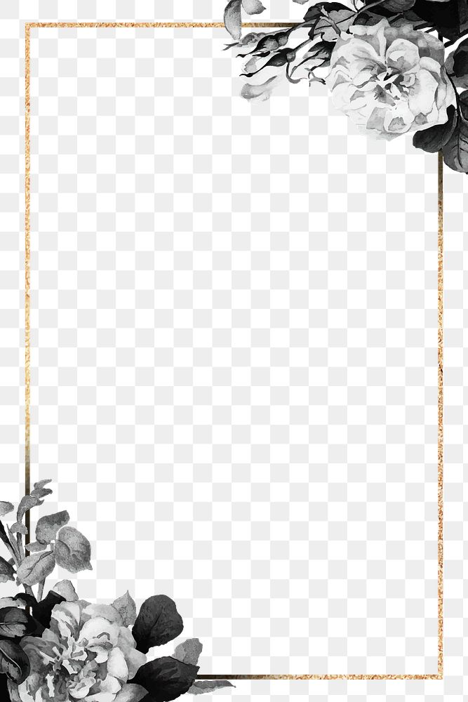 Gold frame with black roses design element