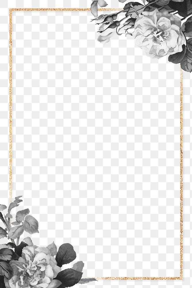 Gold frame with black roses design element