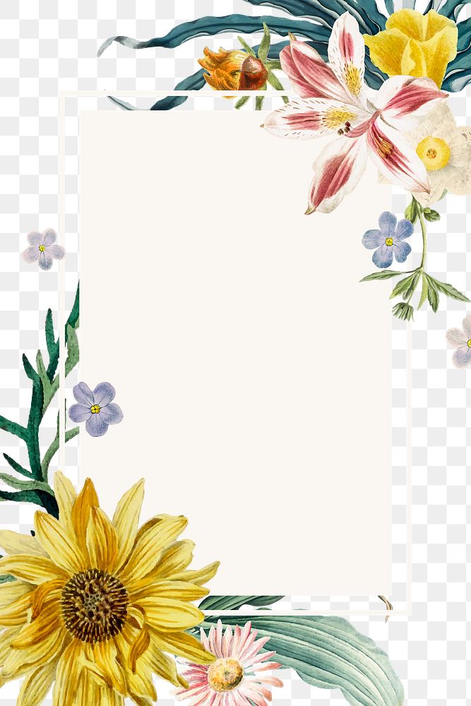 White frame png vintage floral style
