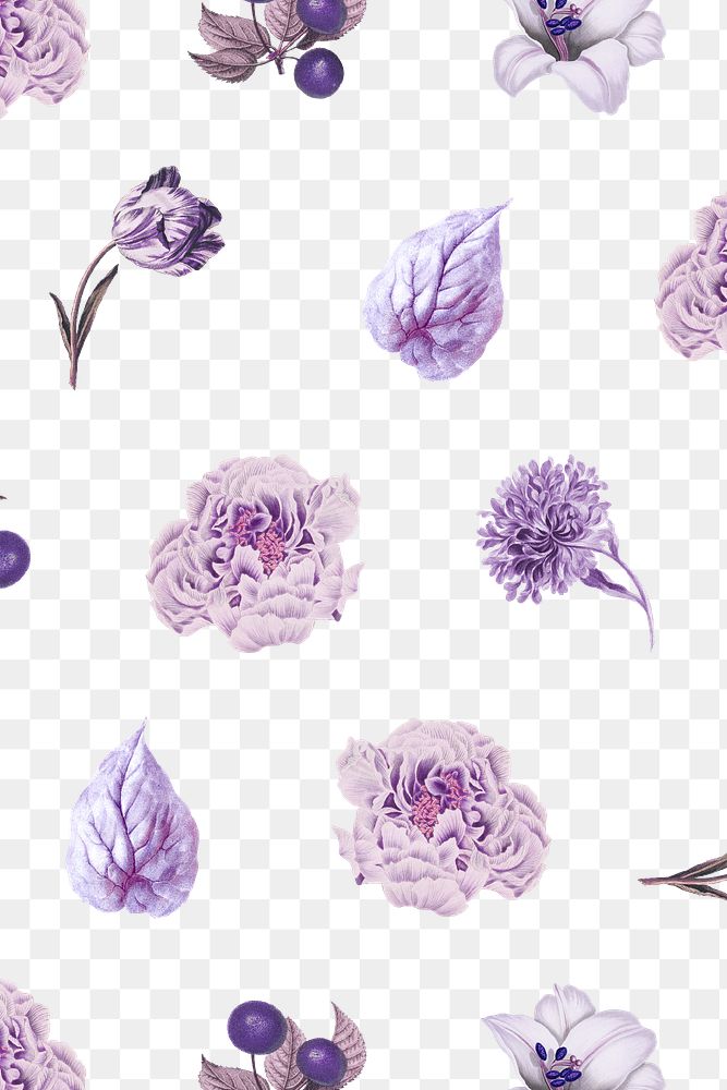 Vintage purple flower, leaf and fruit pattern… | Free stock illustration | High Resolution graphic Vintage purple flower, leaf and fruit pattern background design resource