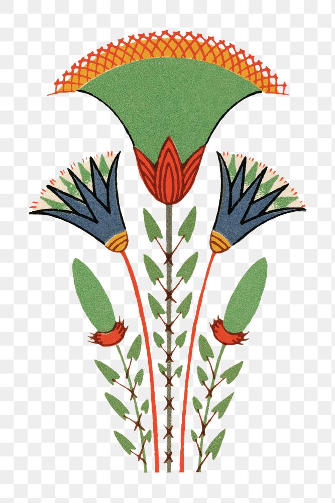 Ancient Egyptian floral ornament png sticker
