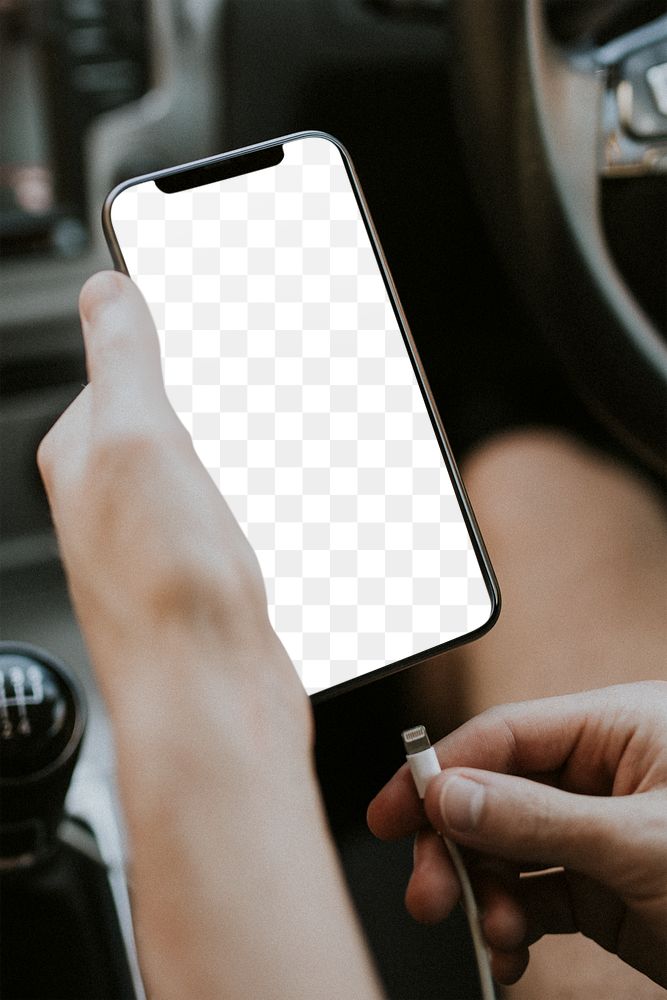 Hand holding blank screen smartphone Free PNG rawpixel