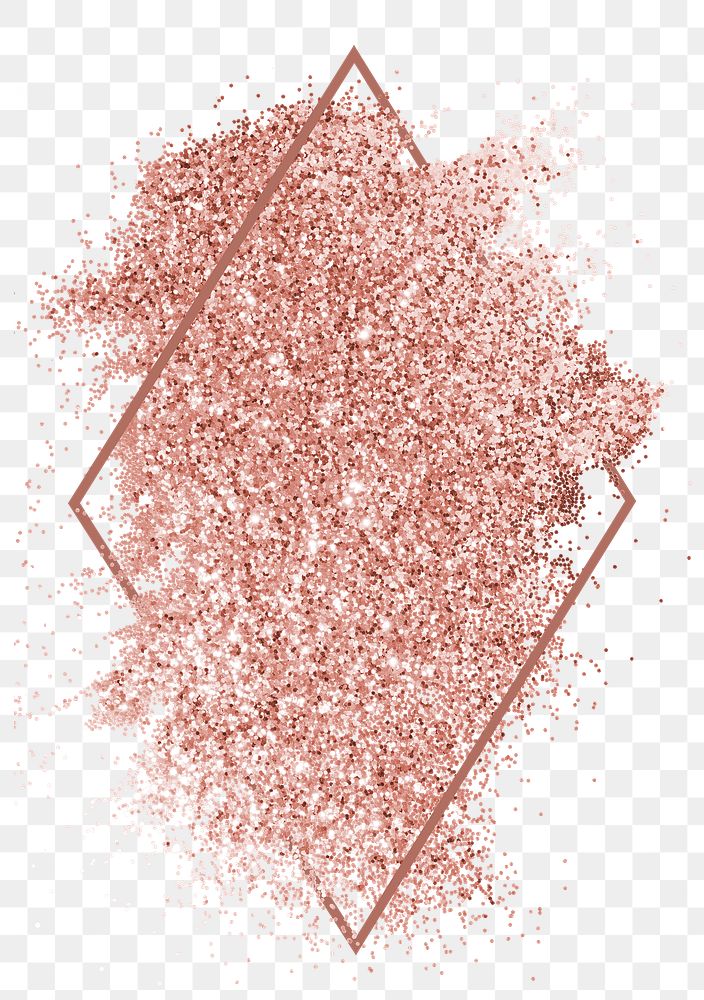 Festive sparkly rose gold pink glitter background badge with rose gold frame