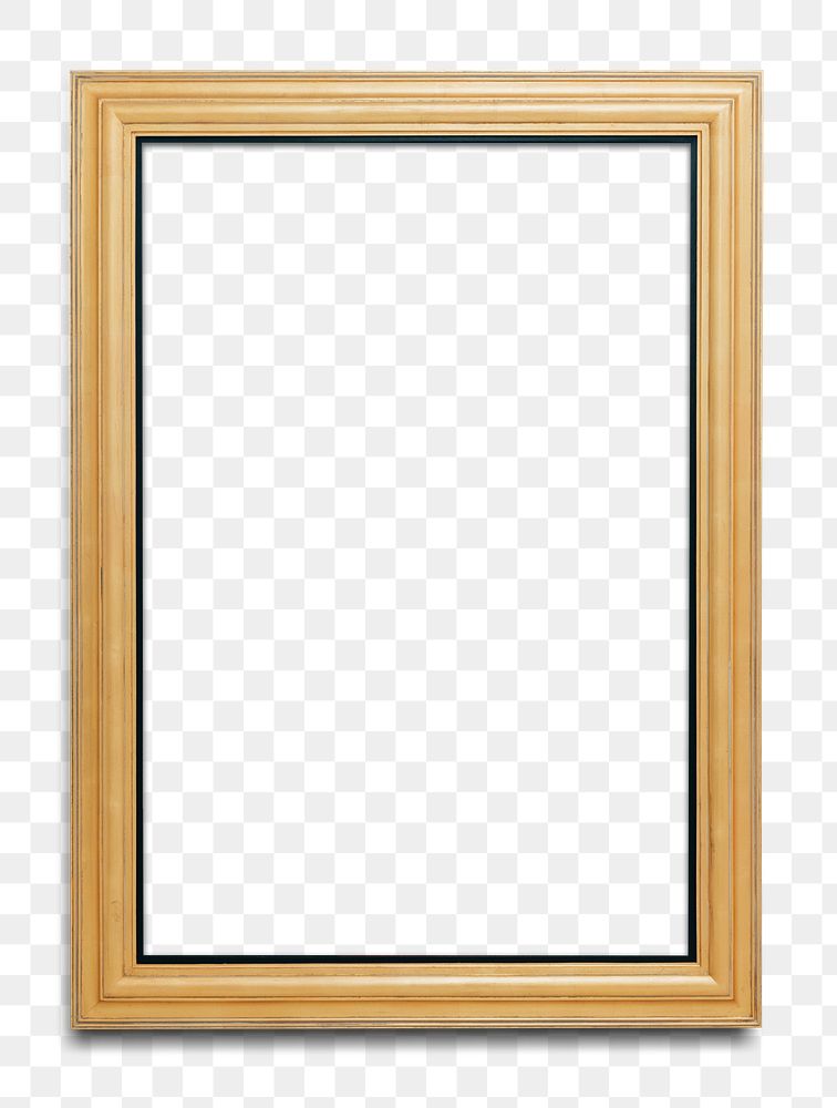 Wooden picture frame mockup transparent png