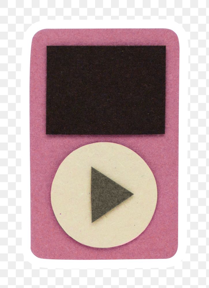 Pink music player paper craft sticker design element