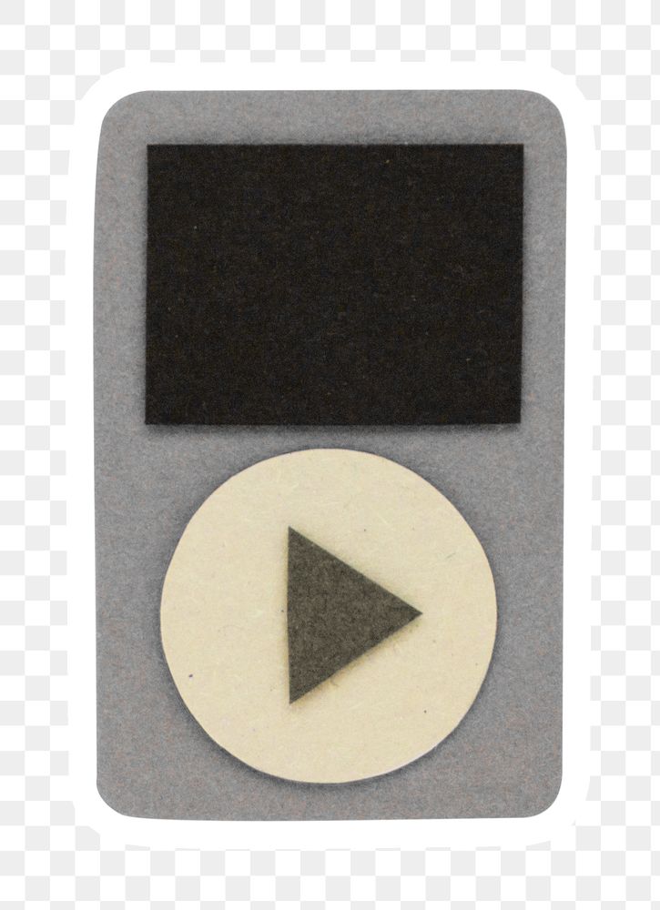Gray music player paper craft sticker design element