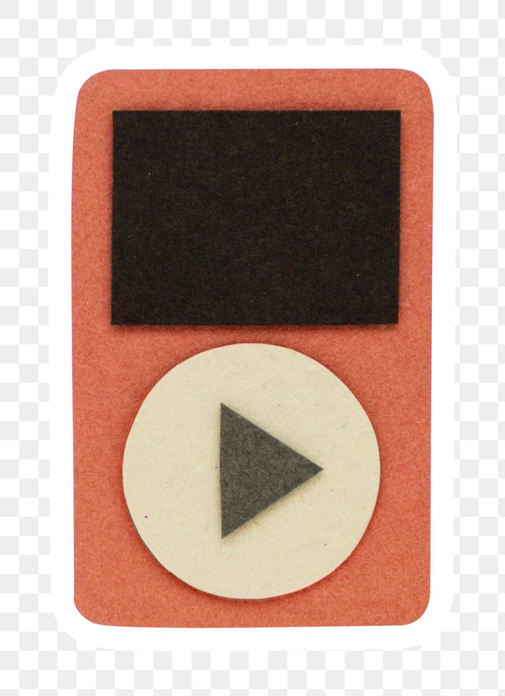 Orange music player paper craft sticker design element