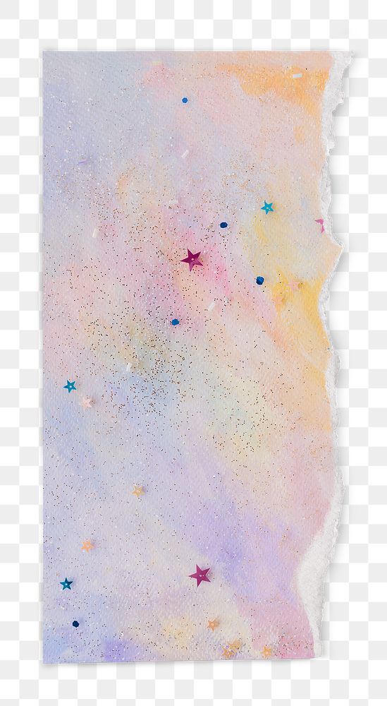 Torn paper purple element png in glitter style handmade craft