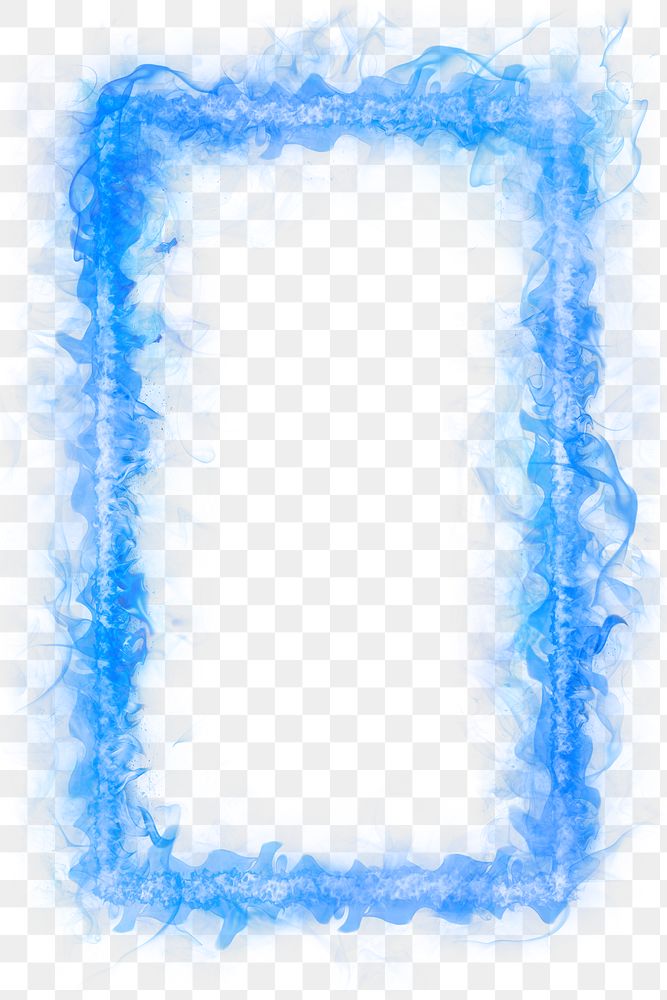 Flame png frame, blue realistic fire transparent image
