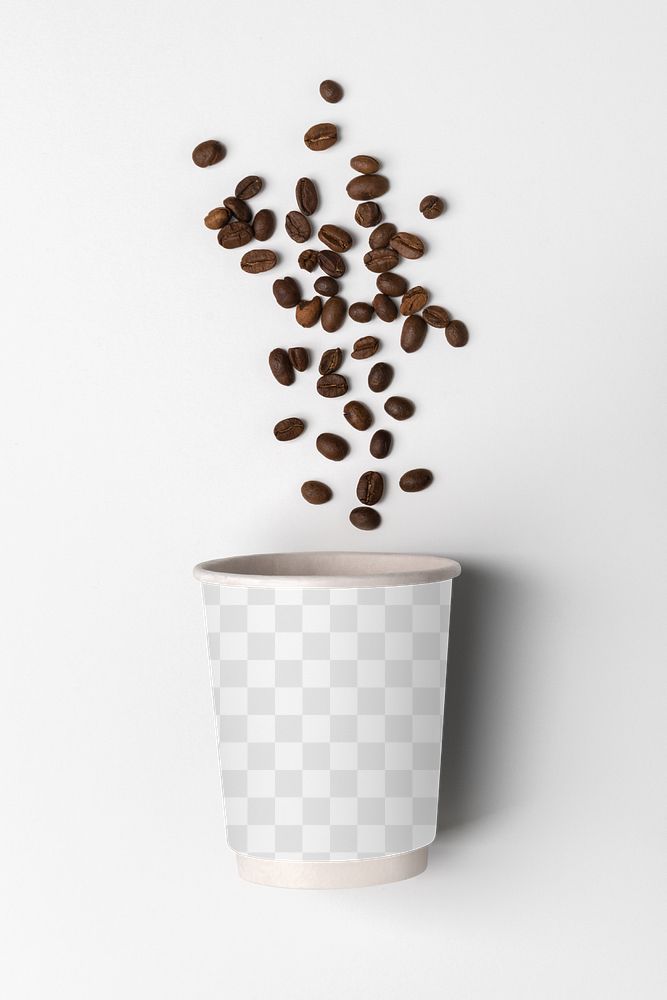 Coffee cup png mockup, transparent, eco product packaging branding design