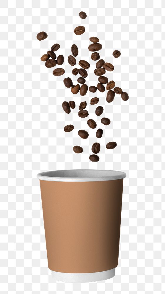 Coffee cup png sticker, eco product packaging, flat lay design