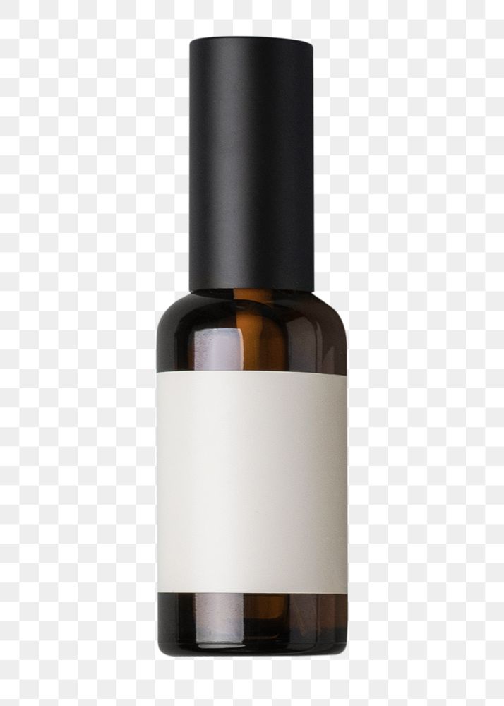 Skincare bottle png, brown bottle, beauty product packaging cut out design, business branding