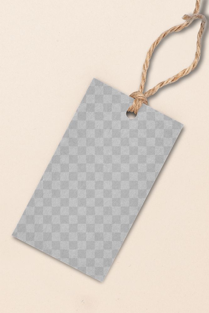 Label mockup png, transparent tag branding, flat lay design
