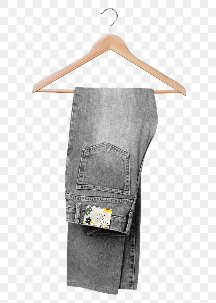 Black jeans png transparent, floral | Premium PNG Sticker - rawpixel