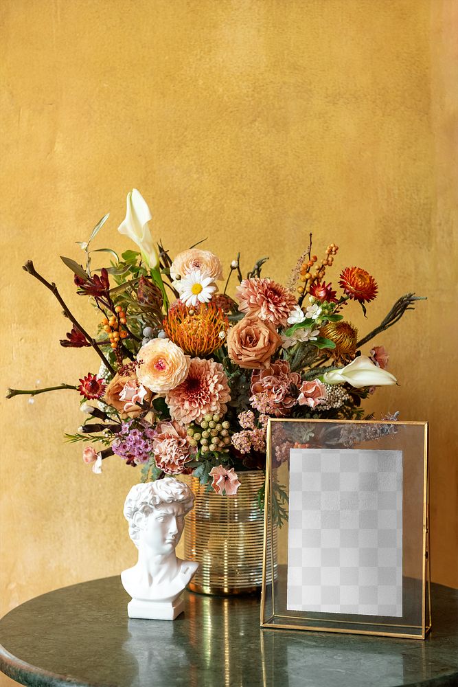PNG picture frame mockup transparent, by flower vase