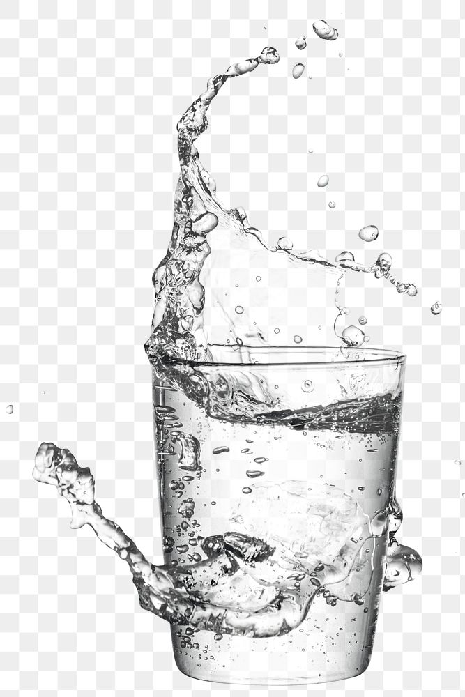 Water splashing from glass design element