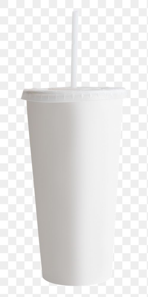 White disposable cup with a plastic lid and a straw 