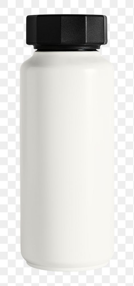 White water bottle with a black lid design element