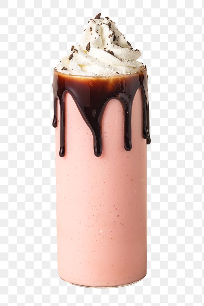 Strawberry milkshake with chocolate sauce transparent png
