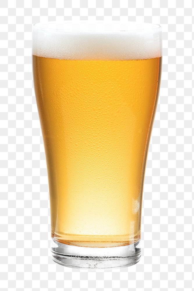 Beer with froth png in a glass mockup