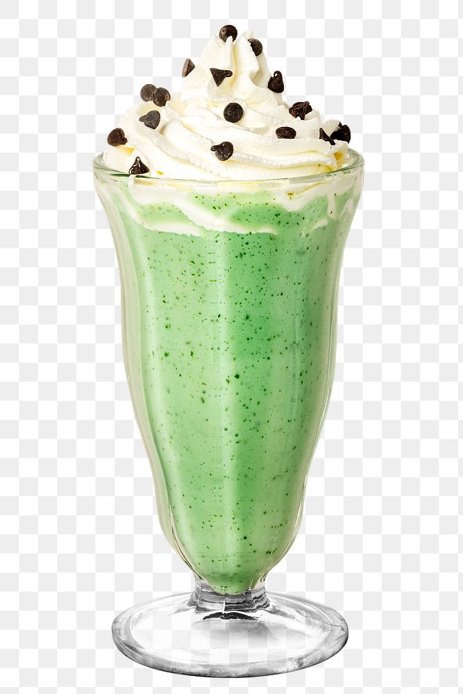 Matcha smoothie topped with whipped cream transparent png