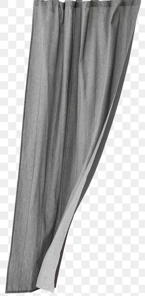 Gray drapery hanging from a curtain rod design element
