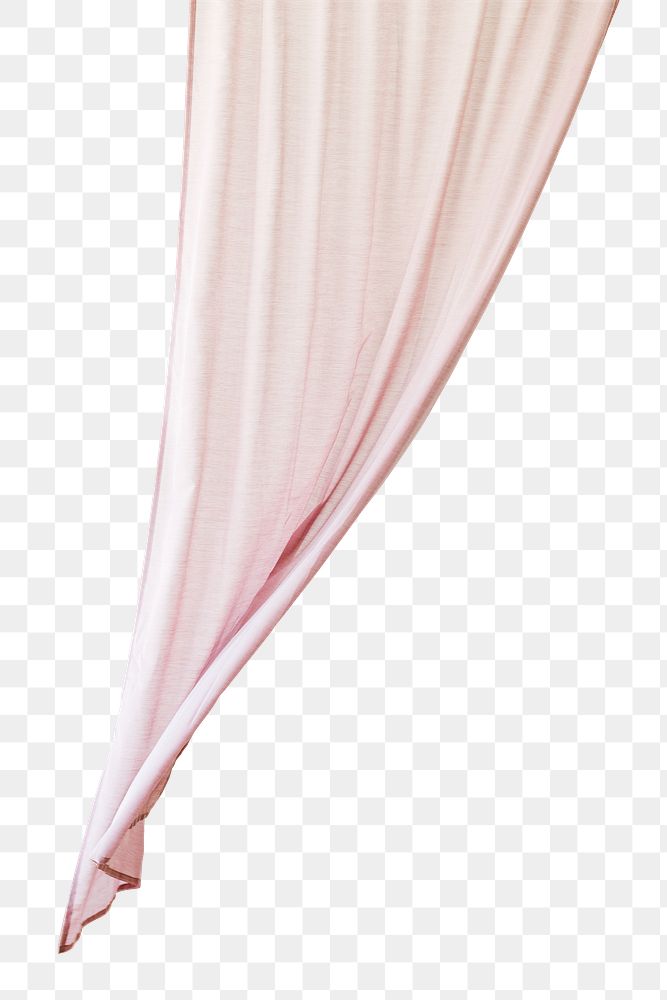 Pink drapery hanging from a curtain rod design element
