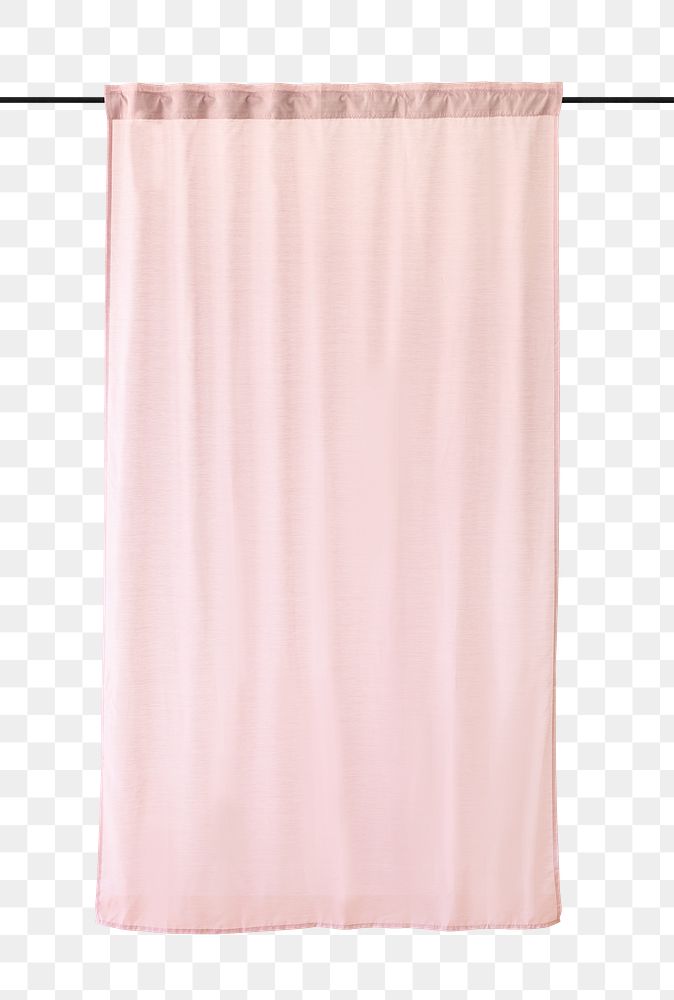Pink drapery hanging from a curtain rod design element