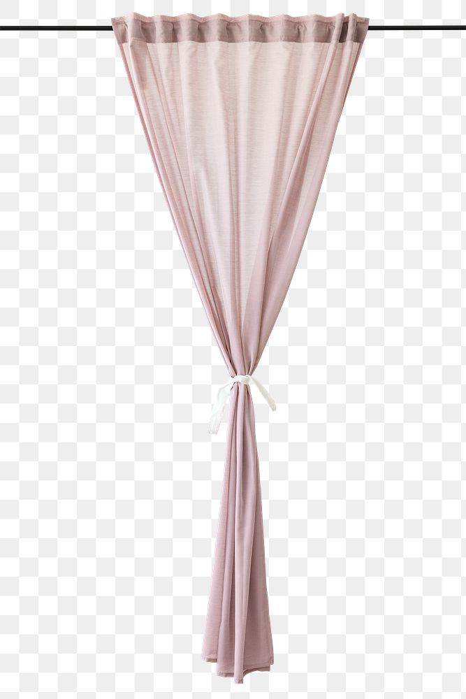 Pink drapery hanging from a curtain rod design element