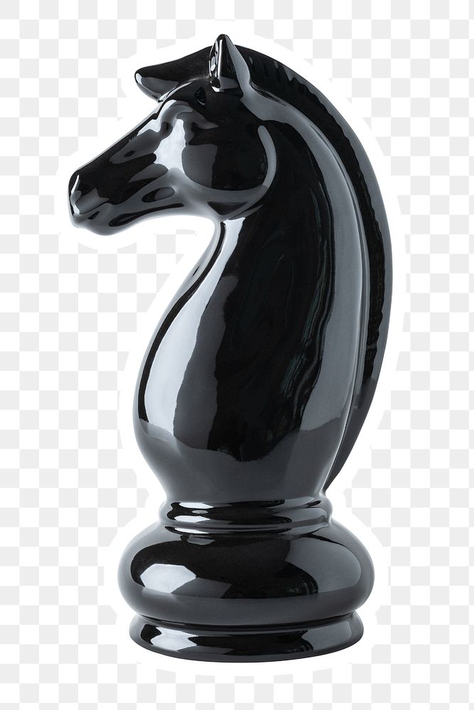 Shiny black knight chess piece sticker design element