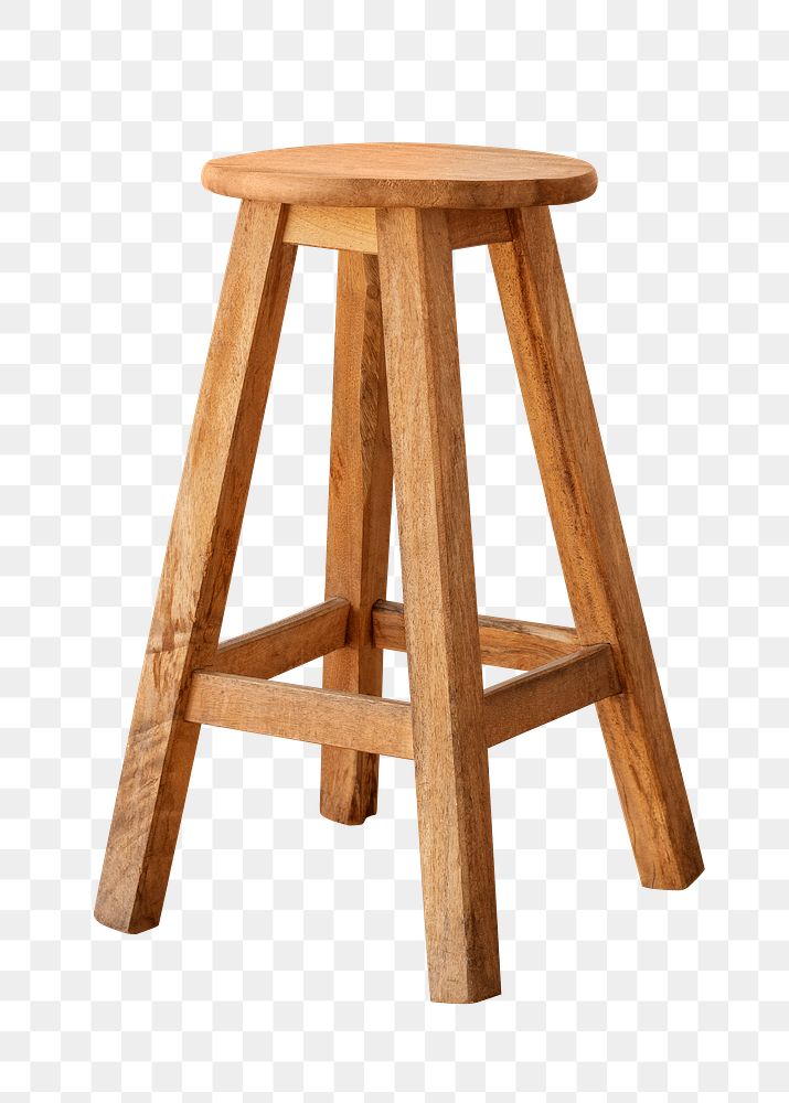 Single wooden stool design element