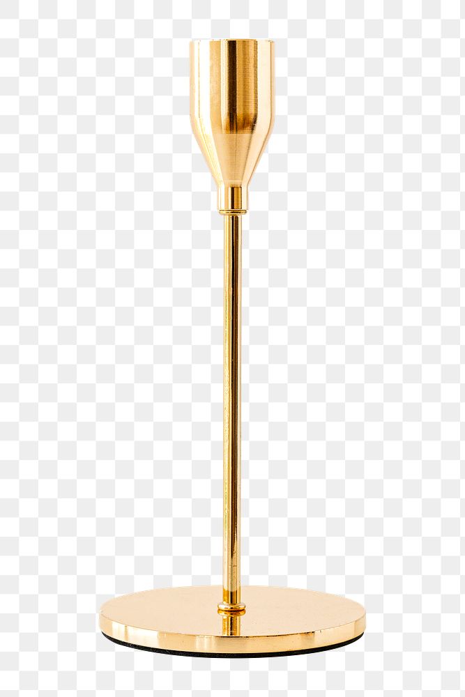 Antique shiny gold candle holder design element