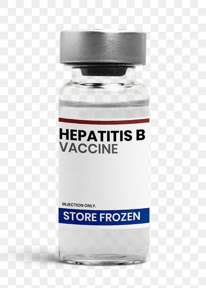 Hepatitis B vaccine vial bottle with store frozen label in png 