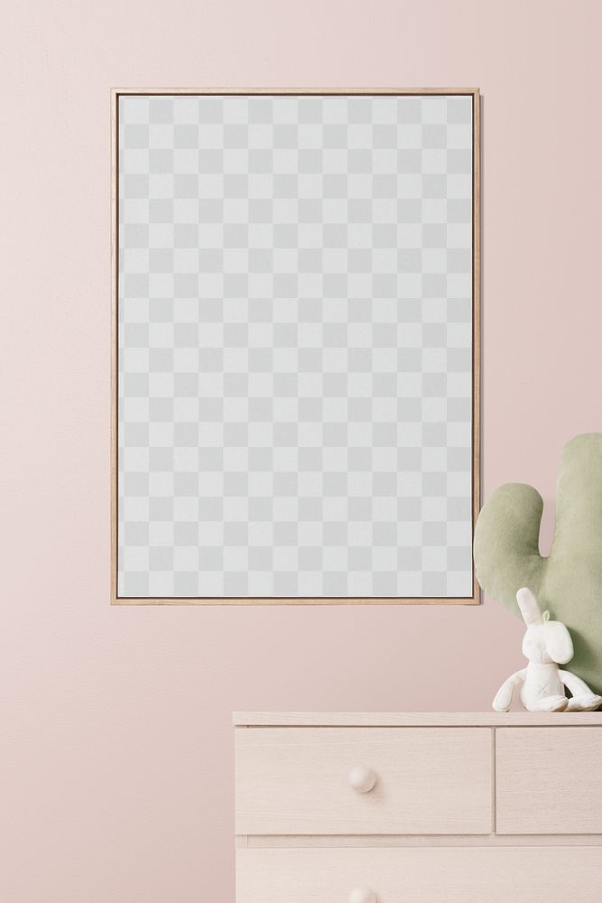 Picture frame png mockup in a minimal kids room