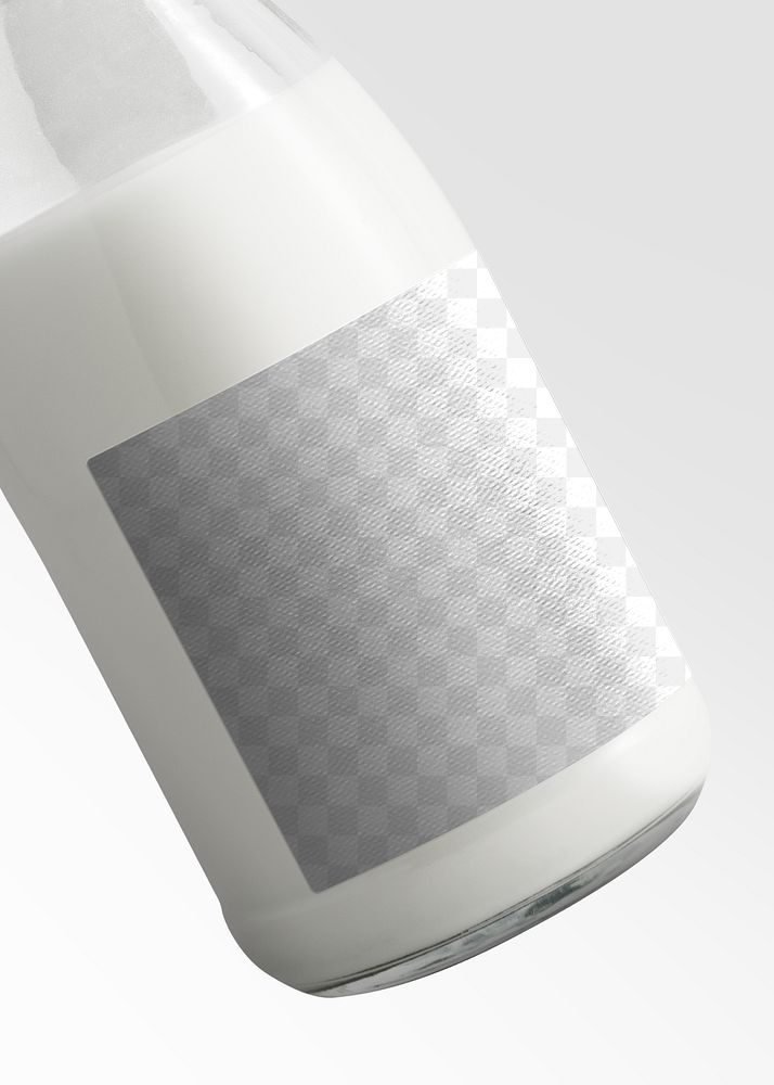 Milk bottle png mockup, glass packaging design