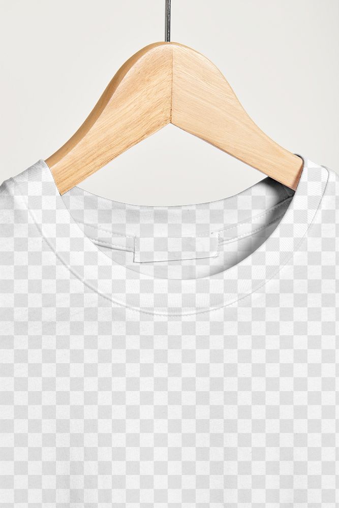 Clothing label png mockup, transparent t-shirt realistic design