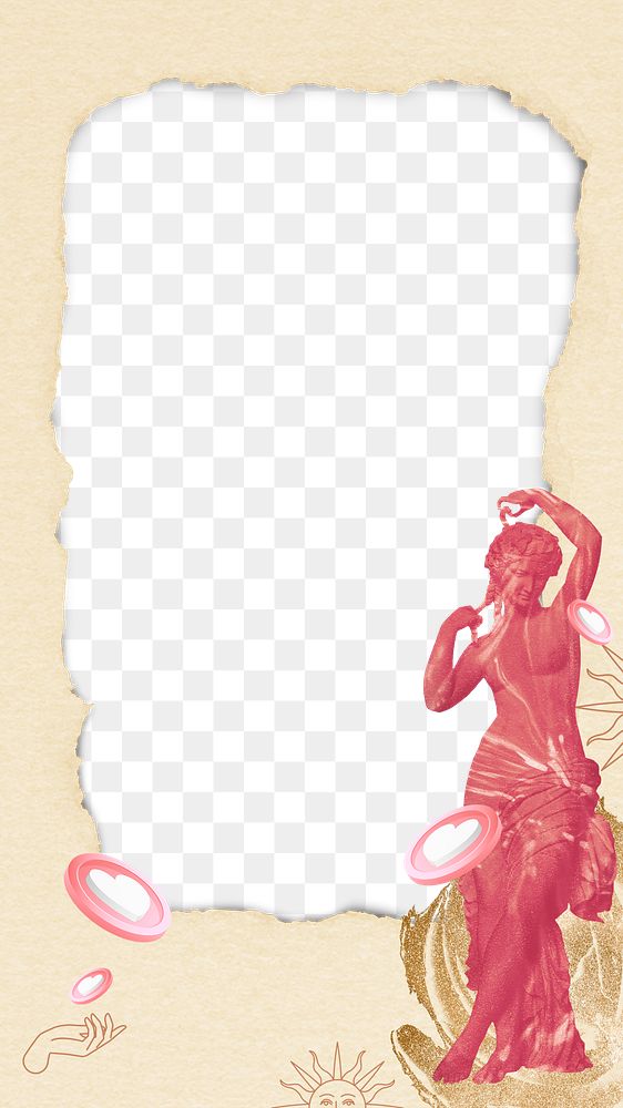 Collage frame PNG Greek statue sticker, vintage printable collage scrapbook paper and digital planner journal social media…