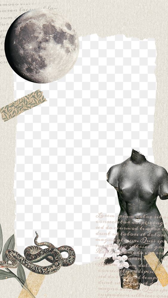 Collage frame png sticker, vintage printable scrapbook paper and digital planner journal