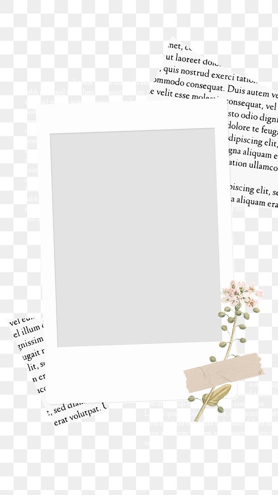 PNG frame sticker, polaroid sticker on transparent background