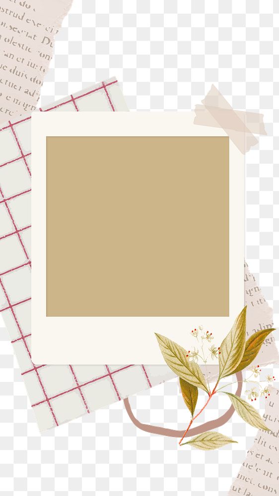 PNG frame sticker, polaroid sticker on transparent background