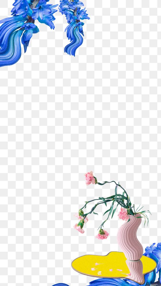 Flower border png, abstract transparent background