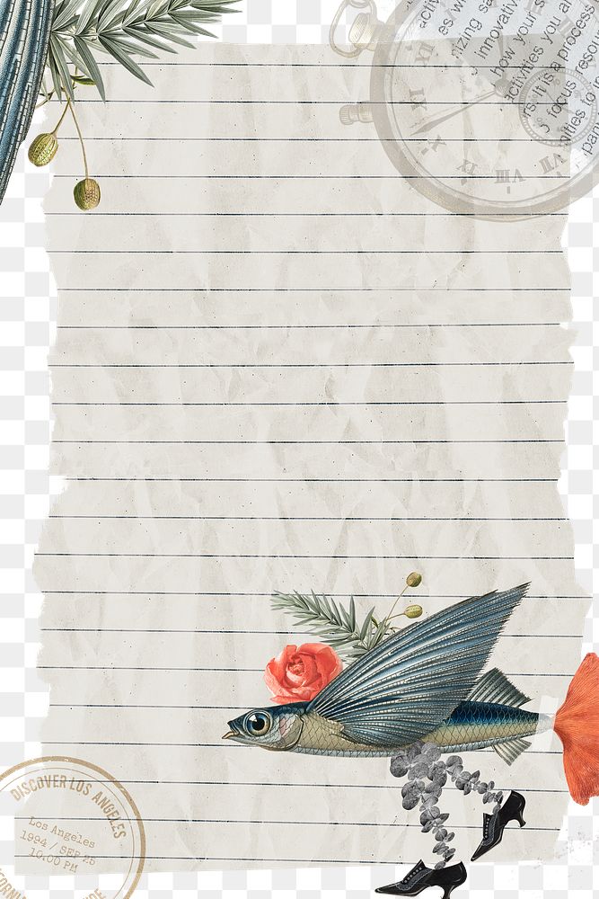 Retro giraffe png note with transparent frame background, surreal hybrid animal scrapbook paper