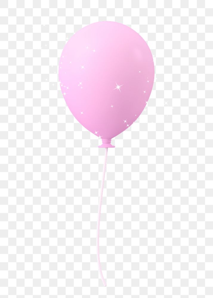 Pink balloon 3d png clipart, birthday design element, transparent background