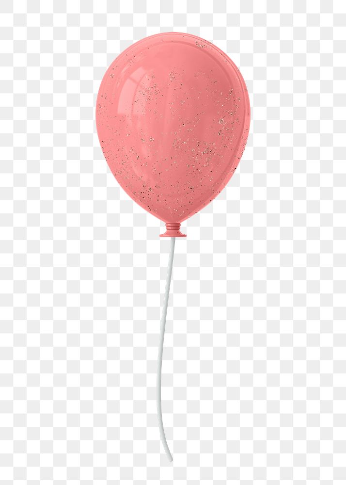 Pink balloon 3d png clipart, birthday design element, transparent background