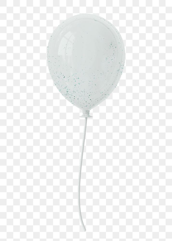 White balloon 3d png clipart, birthday design element, transparent background