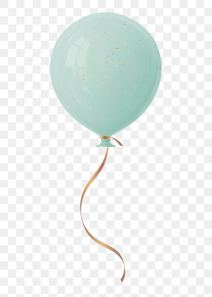 Green balloon 3d png clipart, birthday design element, transparent background