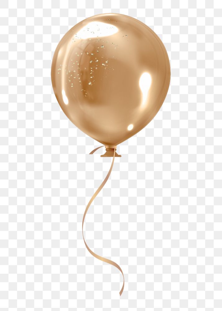 Gold balloon 3d png clipart, birthday design element, transparent background