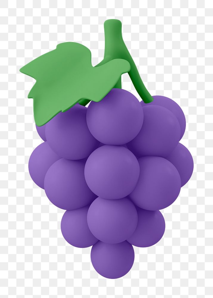 Grape png sticker, 3d fruit graphic on transparent background